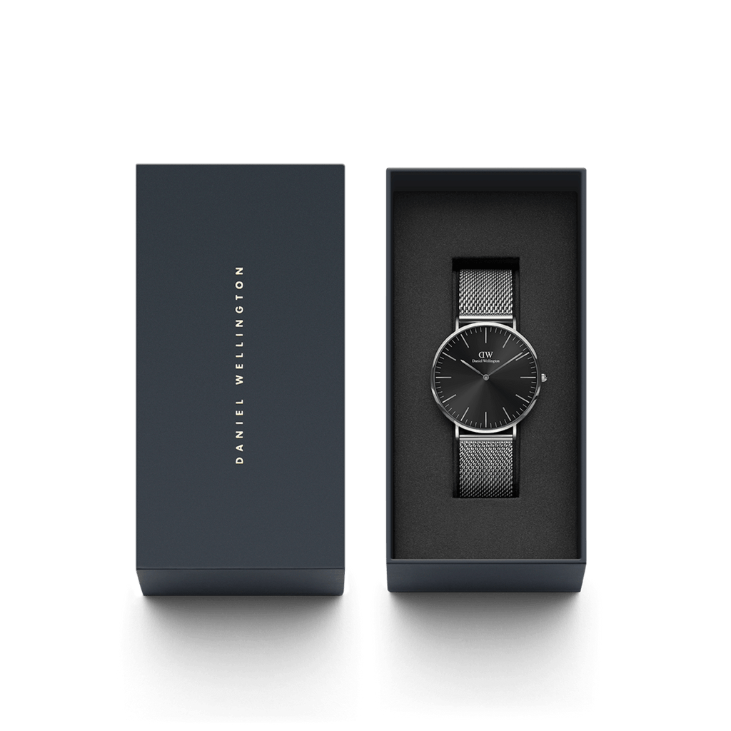 Daniel Wellington Classic 40 Sterling Silver & Onyx Watch