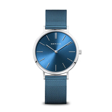 Load image into Gallery viewer, Bering Classic Polished Silver Blue Mesh Watch