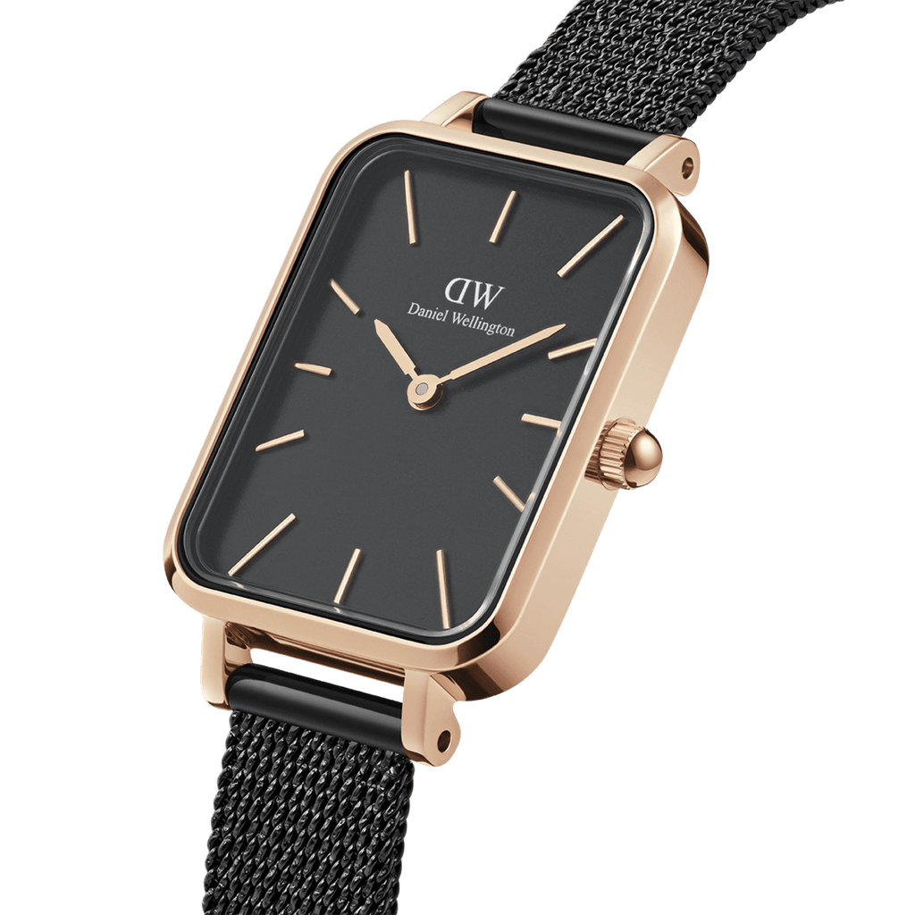 Daniel Wellington Quadro 20X26 Pressed Ashfield Rose Gold & Black Watch