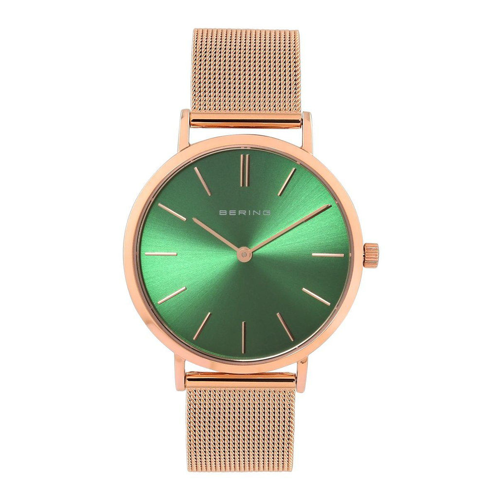 Bering Rose Gold Polished Green Watch