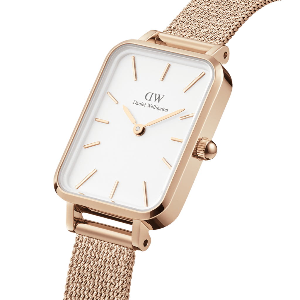 Daniel Wellington Quadro 20X26 Pressed Melrose Rose Gold & White Watch