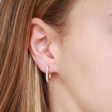 Load image into Gallery viewer, Huggie Earrings with 0.33ct Diamonds in 9K Rose Gold