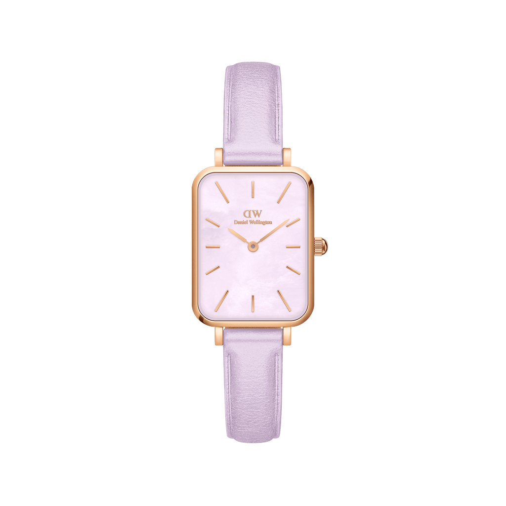 Daniel Wellington Quadro Purple Leather & Rose Gold Mother of Pearl Watch