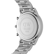 Load image into Gallery viewer, Daniel Wellington Iconic Chronograph 42 Link Silver &amp; Black Sunray Watch