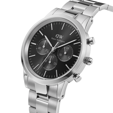 Load image into Gallery viewer, Daniel Wellington Iconic Chronograph 42 Link Silver &amp; Black Sunray Watch