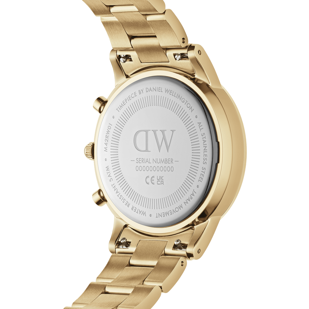 Daniel Wellington Iconic Chronograph 42 Link Gold & White Sunray Watch