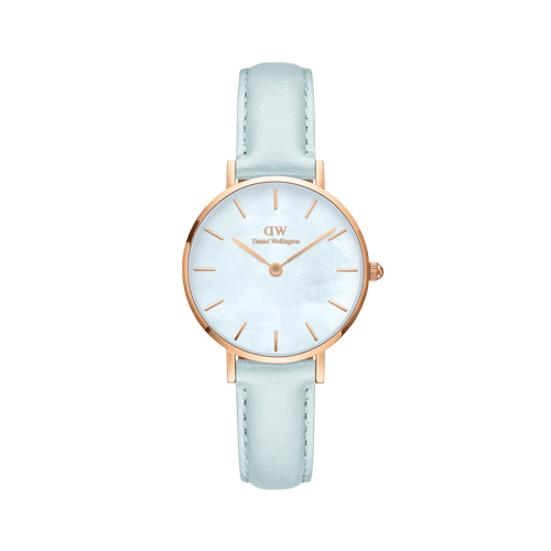 Daniel Wellington Petite 28 Blue Leather & Rose Gold Mother of Pearl Watch