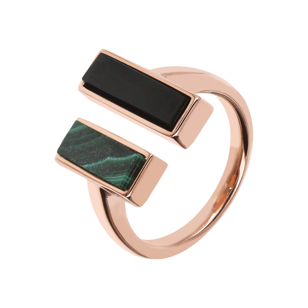 Bronzallure Bicolor Carré Natural Stones Ring