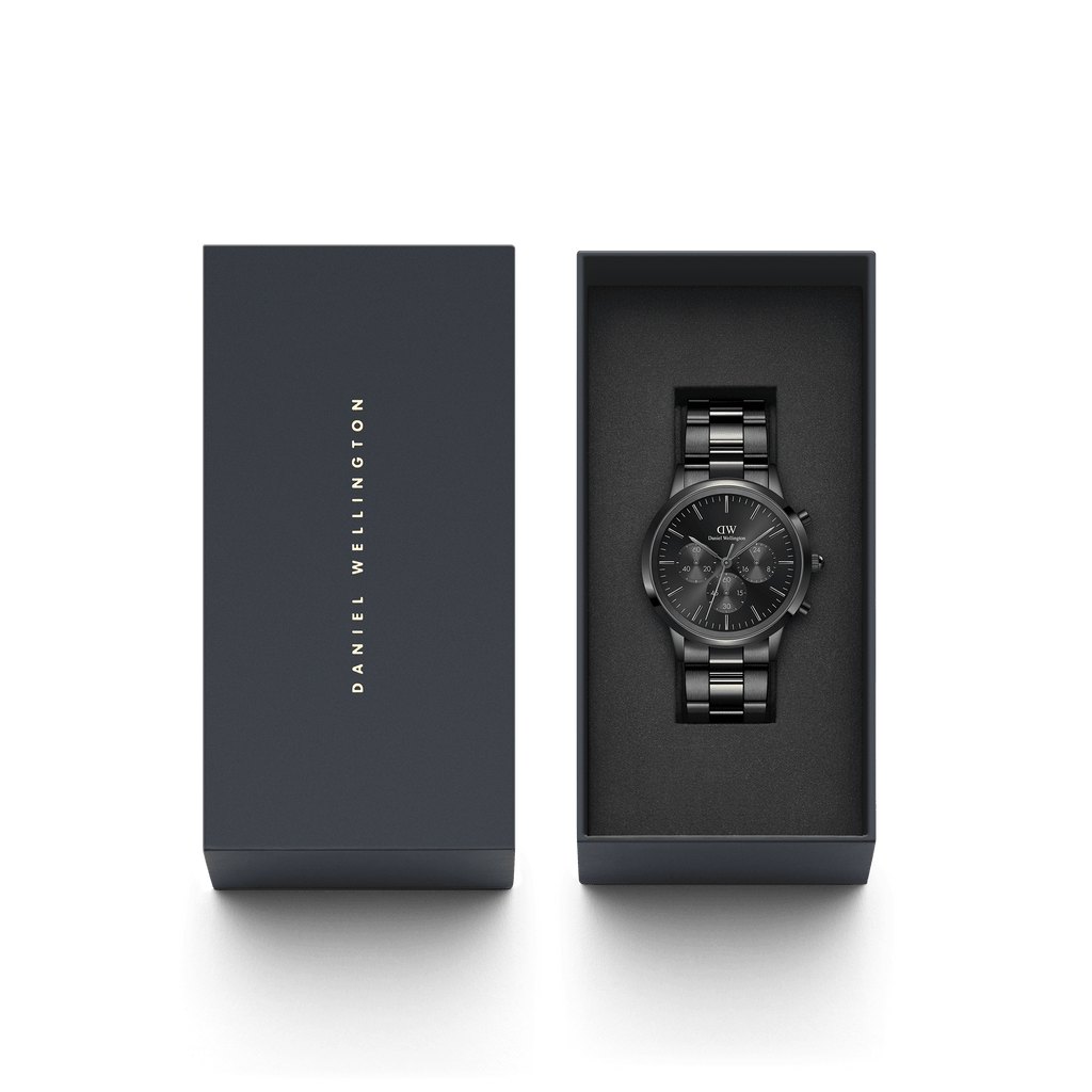 Daniel Wellington Iconic Chronograph 42 Link Black Sunray Watch