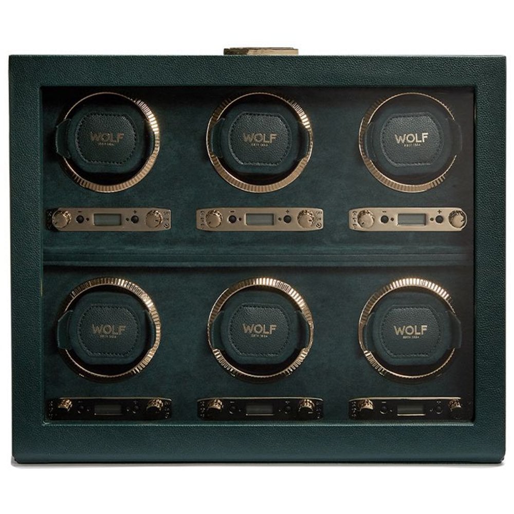 Wolf British Racing Green 6Pc Watch Winder