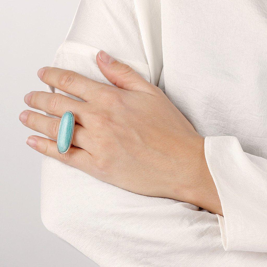 Bronzallure Long Oval Cut Stone Ring