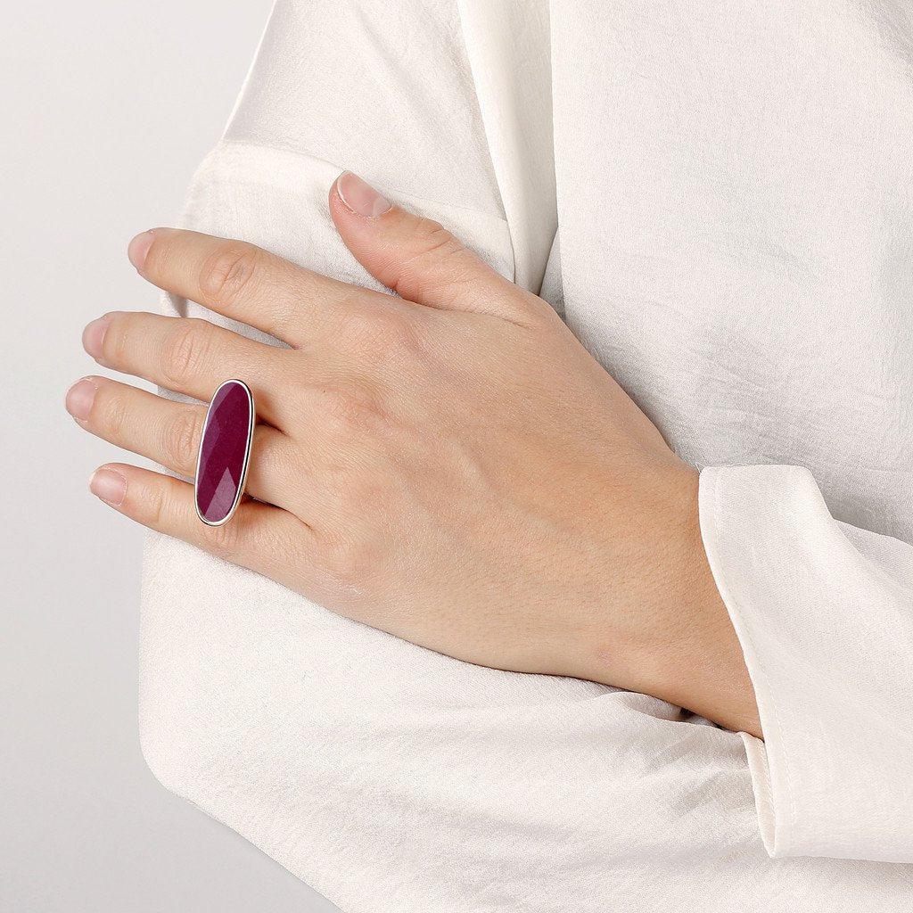 Bronzallure Long Oval Cut Stone Ring
