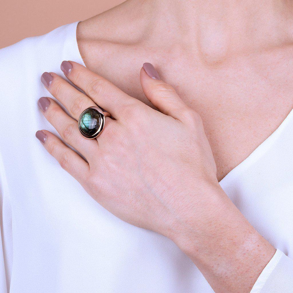 Bronzallure Labradorite Bezel Set Ring