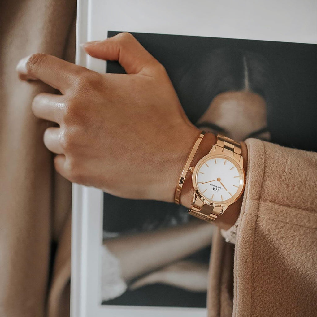 Daniel Wellington Iconic Link 36 Rose Gold & White Watch